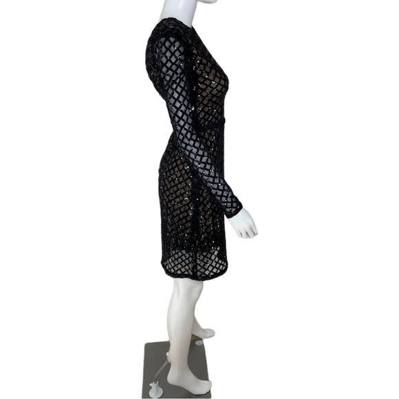 Dress the Population Women’s Collins Dress Black/Nude Sequin Sz XXS - Picture 4 of 8